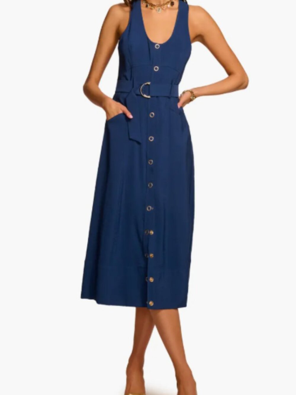 NWT Ramy Brook Nomi Belted Sleeveless Midi Dress - Small